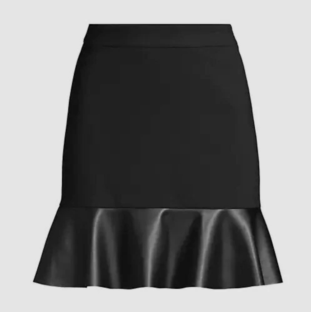 Michael Kors Black Ruffled Hem-Mixed Skirt L